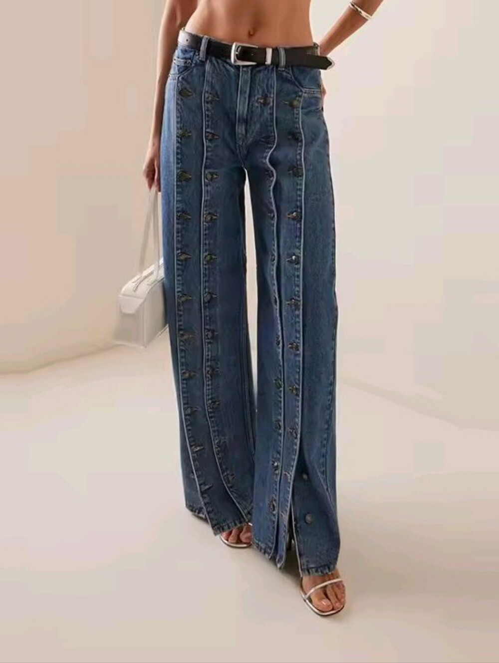 Women's Spring Autumn Stylish Button Jeans Pants 2026 New Vintage Denim Long